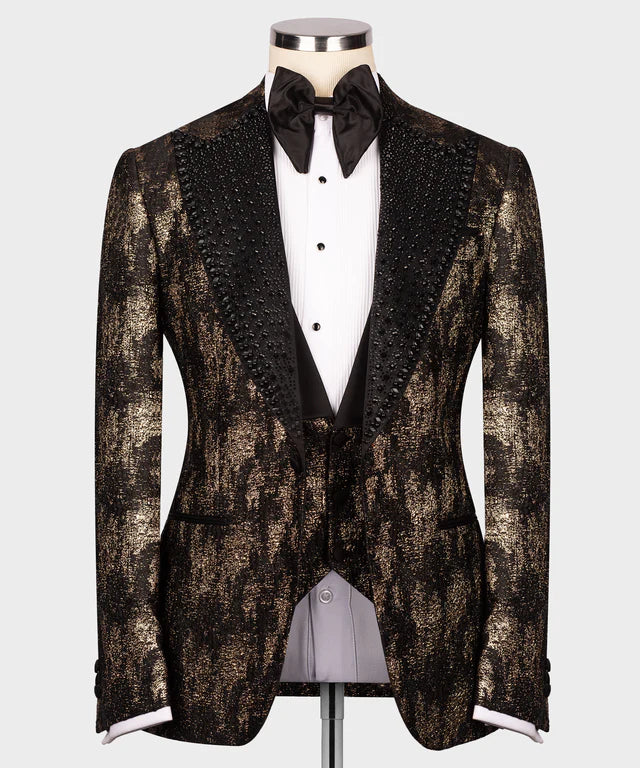 Valerio Milano Brushed Gold Custom Desing Tuxedo Suit