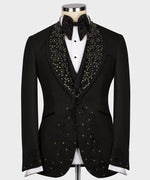 Valerio Milano Black Gem Stone Collar Black Custom Tuxedo