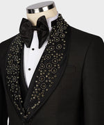 Valerio Milano Black Gem Stone Collar Black Custom Tuxedo