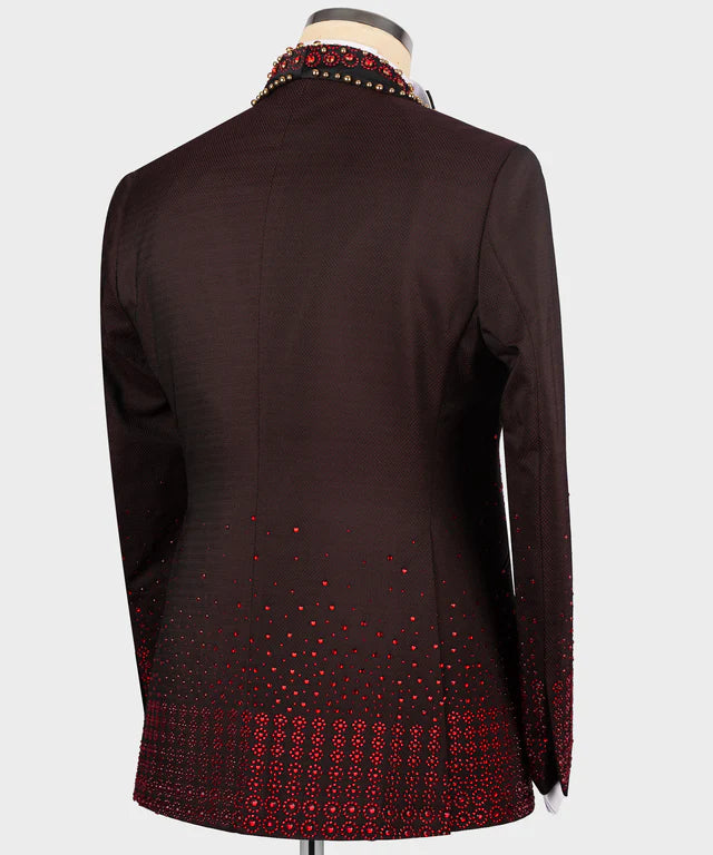Valerio Milano Round Patterned Custom Burgundy Tuxedo