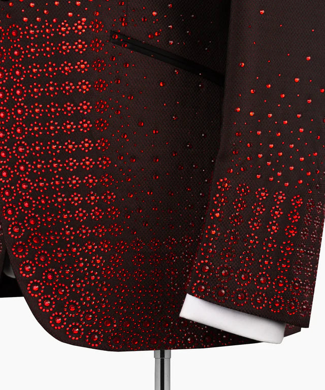 Valerio Milano Round Patterned Custom Burgundy Tuxedo