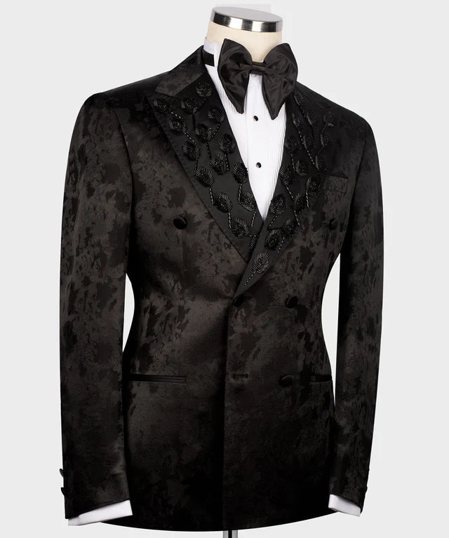 Valerio Milano Black Patterned Custom Tuxedo