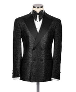 Black Satin Collar Glitter Classic Tuxedo