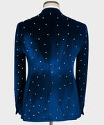Valerio Milano Pearl Embroidered Blue Velvet Tuxedo