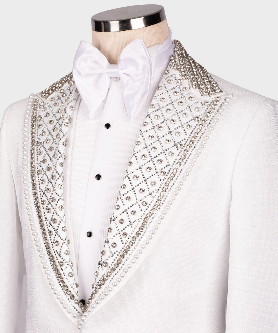 Valerio Milano Men's White Custom Desing Classic Vest Suit W/ Bowtie