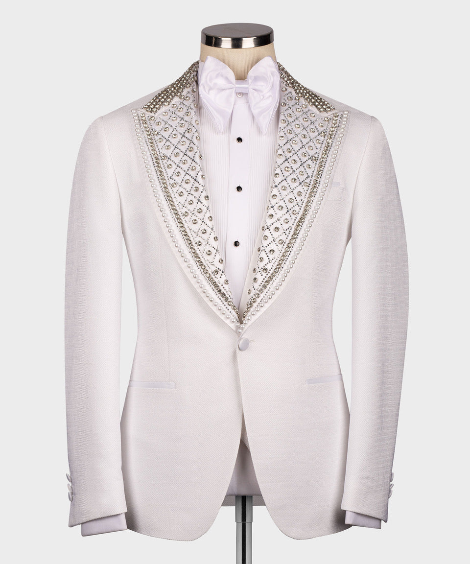 Valerio Milano Men's White Custom Desing Classic Vest Suit W/ Bowtie