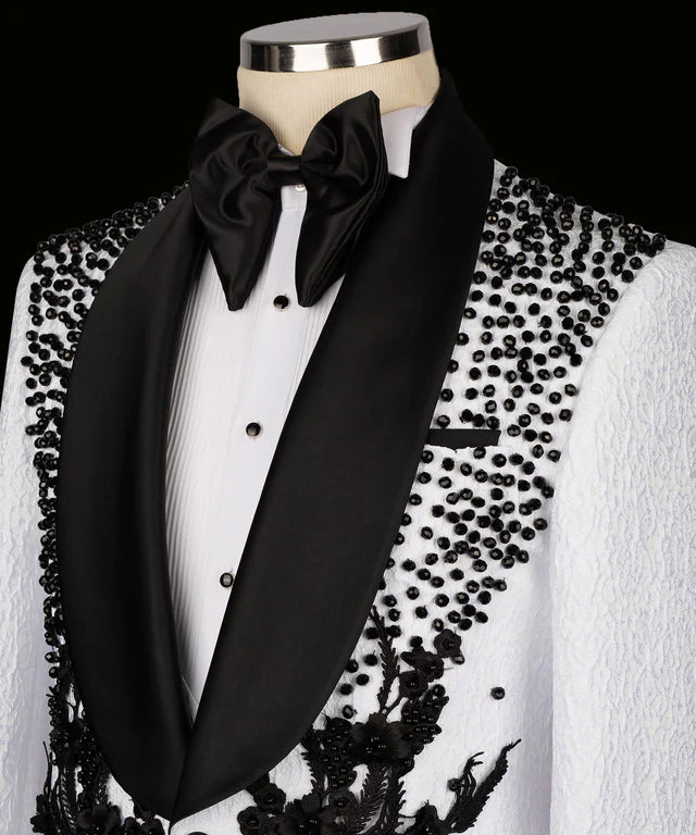 Valerio MilanoFlower Embroidered White Custom Tuxedo