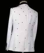 Valerio Milano Men's Flower Embroidered White Custom Vest Suit & Pant