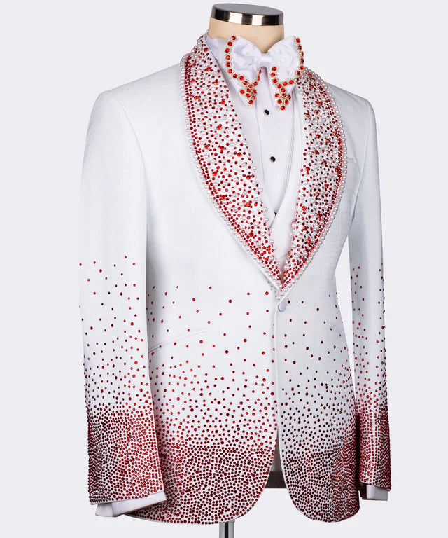 Valerio Milano-Red Stone Embroidered Custom Design Tuxedo