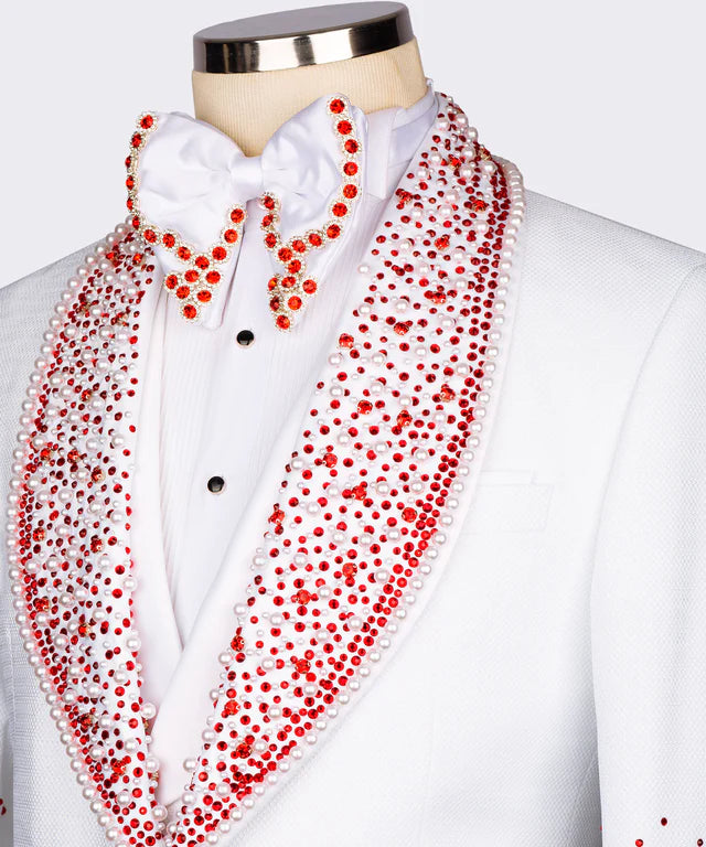 Valerio Milano-Red Stone Embroidered Custom Design Tuxedo