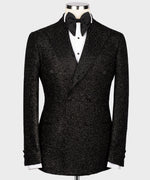 Valerio Milano Men's Black Gemstone Embriored Vest Suit W/ Trousers