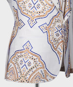 Valerion Milano Men's White Front One Button Oriental Pattern Tuxedo Custom Desing Vest Suit