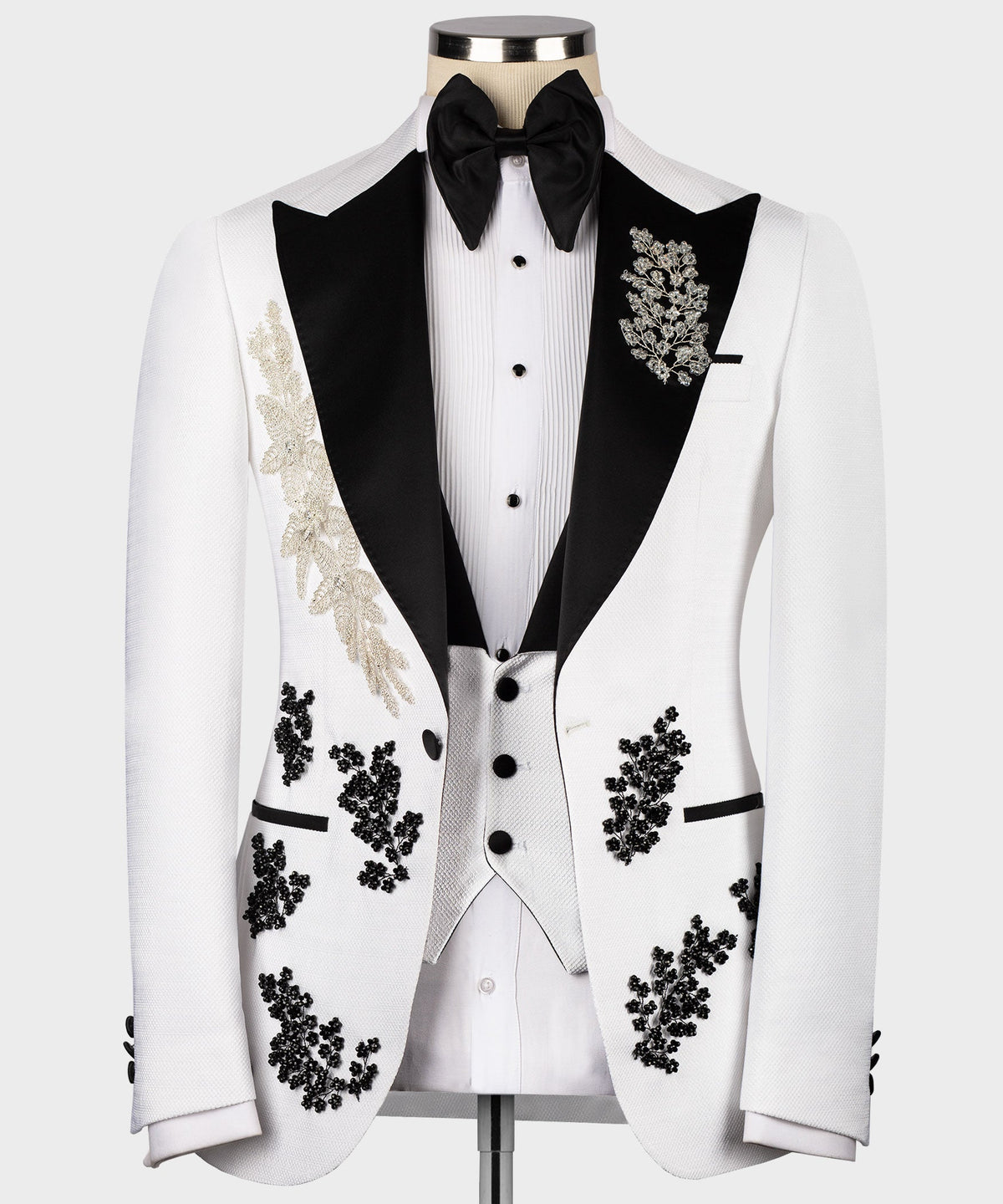 Valerio MilanoMen's White Front One Button Custom Desing Vest Suit W/ Pant