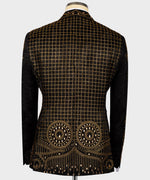 Valerio Milano Men's Black Gold Authentic Embroidered Detail Tuxedo Custom Desing Vest Suit