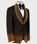 Valerio Milano Men's Gold Stone Embroidered Custom Desing Vest Suit W/ Pant