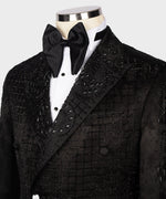 Valerio Milano Men's Black Front One Button Custom Desing Suit W/ Pant