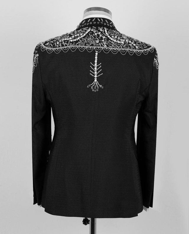 Valerio Milano Black Patterned Custom Tuxedo