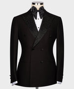 Valerio Milano Men's Black Gem Stone Custom Desing Classic Vest Suit And Pant