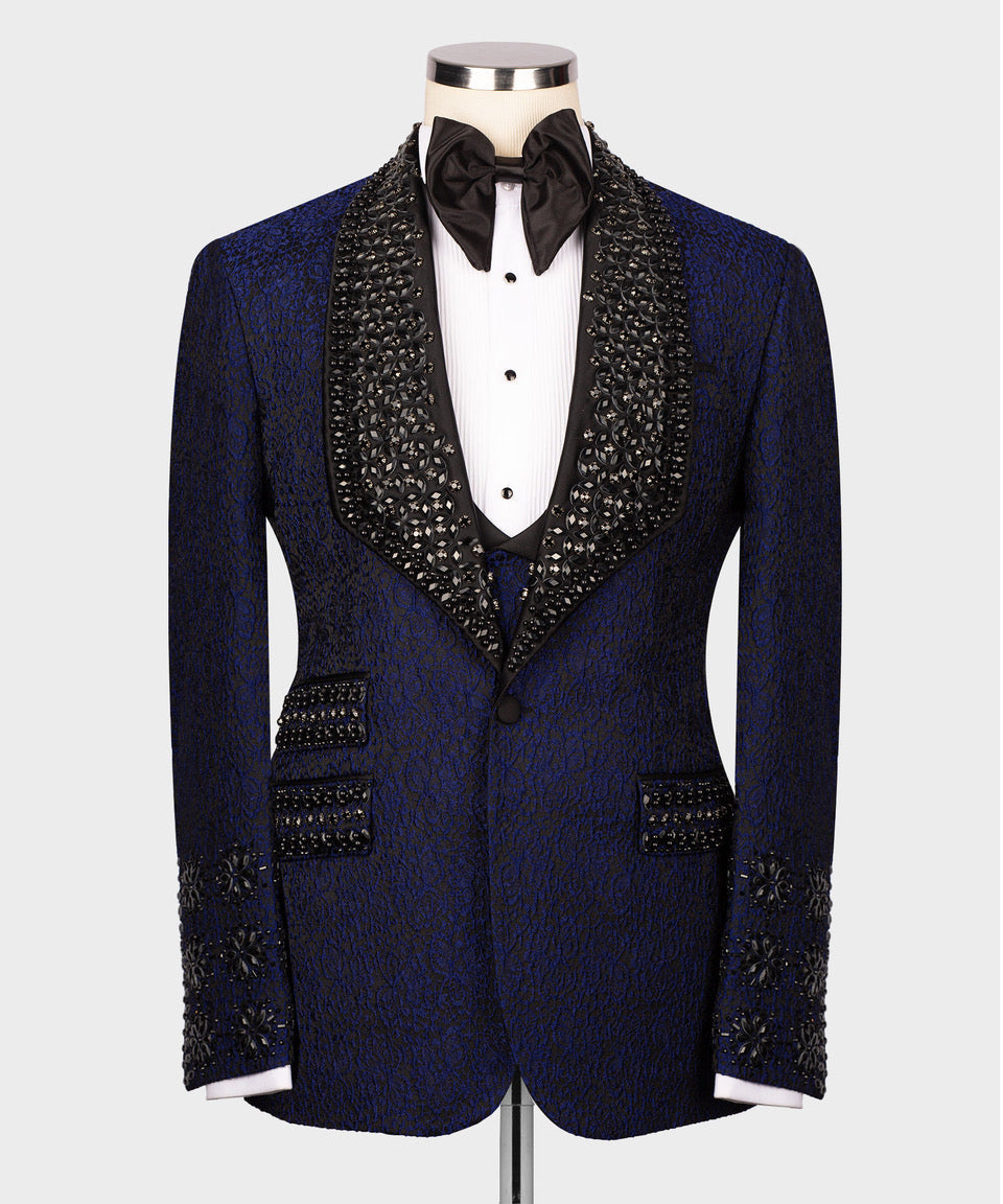 Valerio Milano ItalianMen's BLUE 100% Silk Satin Front 1 Button Vest Suit W/ Pant