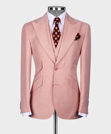 Valerio Milano 3-Piece Italian Men's Suit100% Wool Front 2 Button Triple Classic Suit Straight Leg Trouser