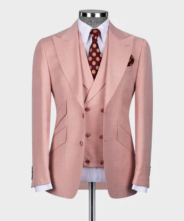 Valerio Milano 3-Piece Italian Men's Suit100% Wool Front 2 Button Triple Classic Suit Straight Leg Trouser