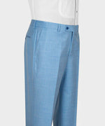 Valerio Milano 3-Piece Italian Men's Suit Blue 3 Side Pockets Triple Classic Suit W/ Straight Leg Trouser