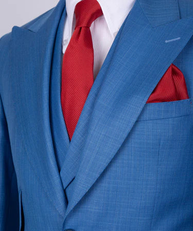 Valerio Milano 3-Piece Italian Men's Suit Triple Classic Suit Front 2 Button Classic Plaid W/ Straight Leg Trouser