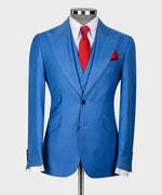 Valerio Milano 3-Piece Italian Men's Suit Triple Classic Suit Front 2 Button Classic Plaid W/ Straight Leg Trouser
