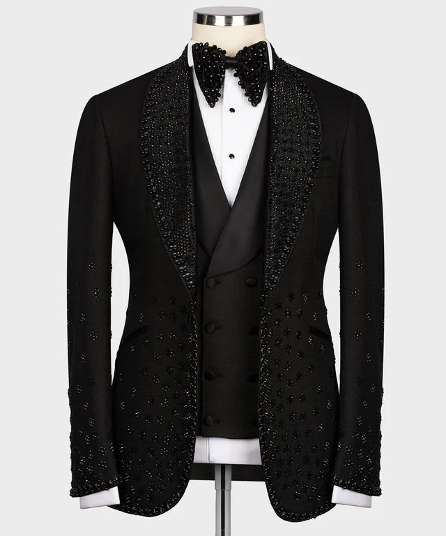 Valerio Milano Black Gem Stone Custom Black Tuxedo