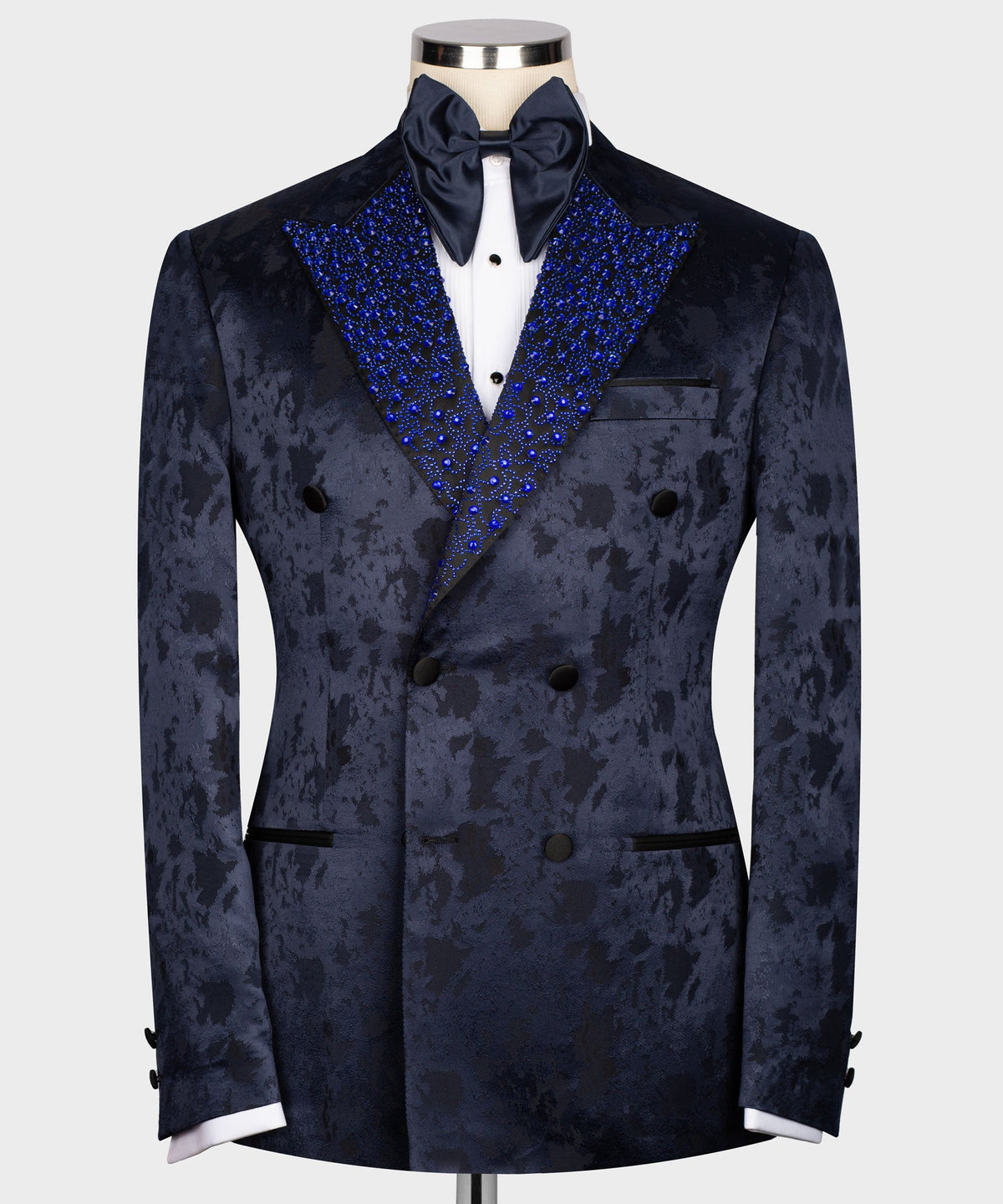 Valerio MilanoMen's Blue Gemstone Embriored Tuxedo Custom Desing Vest Suit W/ Trousers