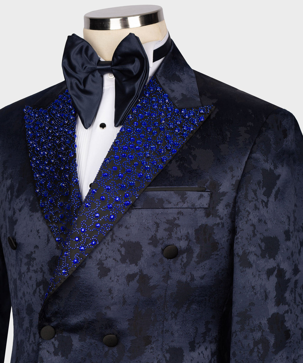 Valerio MilanoMen's Blue Gemstone Embriored Tuxedo Custom Desing Vest Suit W/ Trousers