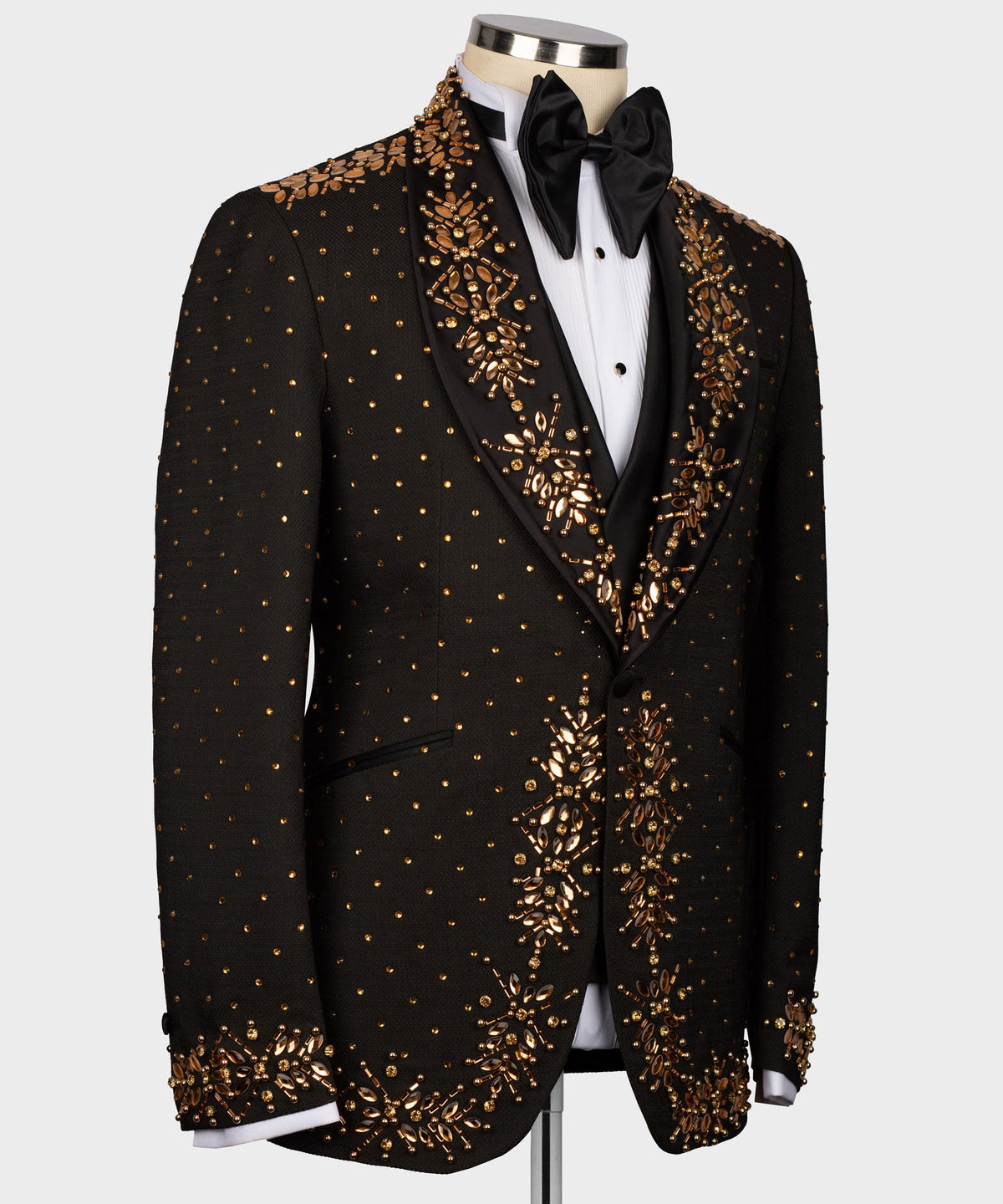 Valerio MilanoMen's Black Front One Button Custom Desing Vest Suit W/ Trousers