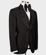 Valerio MilanoMen's Black Handmade Custom Desing Tuxedo Silk & Wool Vest Suit
