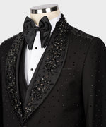 Valerio MilanoMen's Black Handmade Custom Desing Tuxedo Silk & Wool Vest Suit