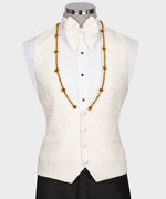 Valerio MilanoMen's Gold Crystal Jewelried Cream Special Tuxedo Custom Desing Vest Suit