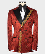 Valerio Milano Men's Red 100% Silk Satin Custom Desing Classic Vest Suit W/ Pant