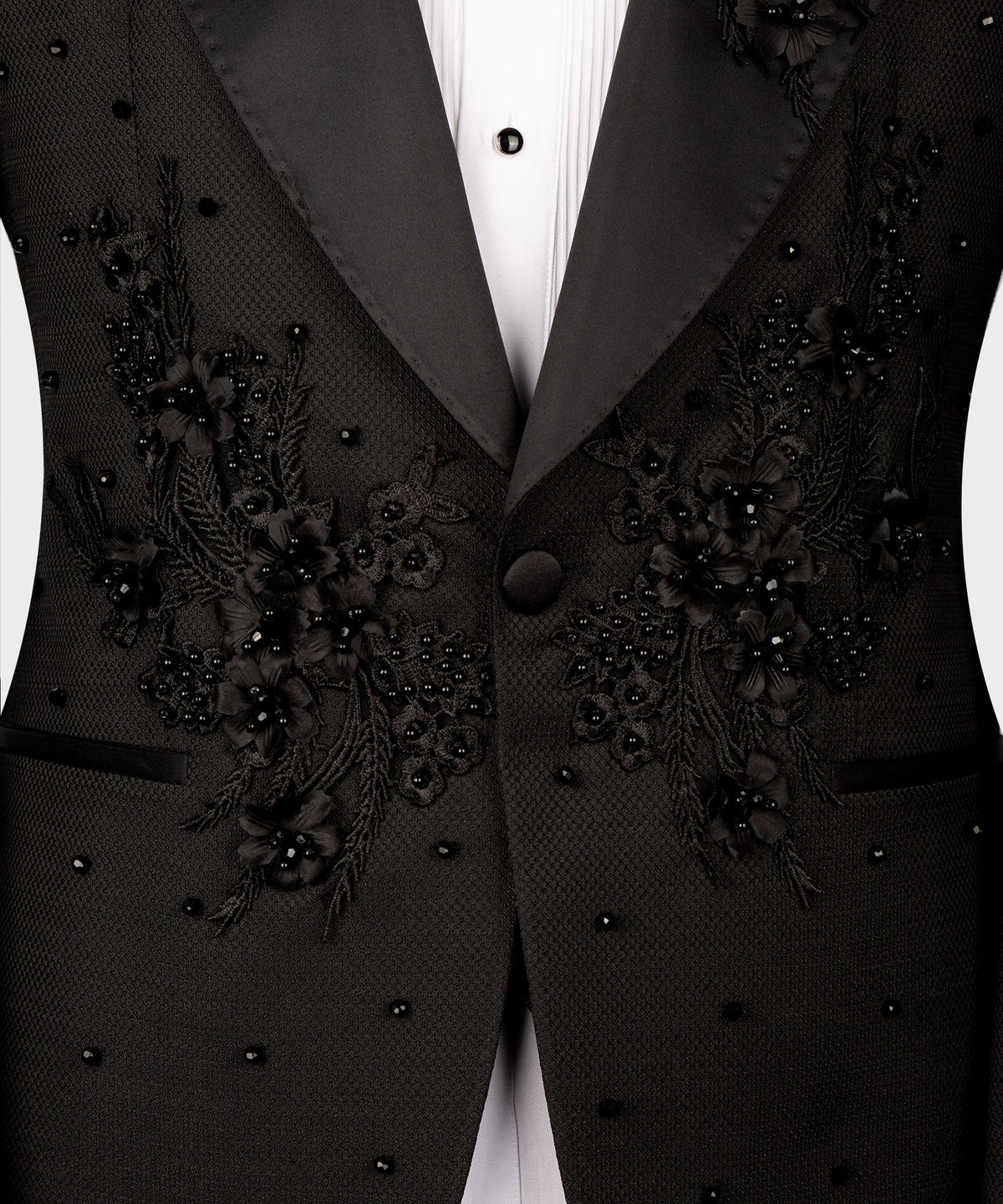 Valerio Milano Men'sBlackFlower Patterned Tuxedo Custom Design Classic Vest Suit W/ Pant