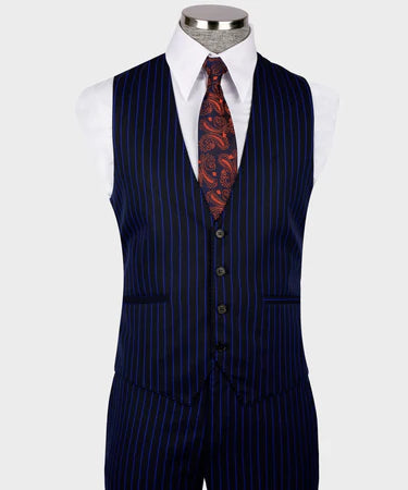 Valerio Milano 3-Piece Italian Men's Suit Front Two Buttons Pointed Collar Triple Classic Suit Straight Leg Trousers