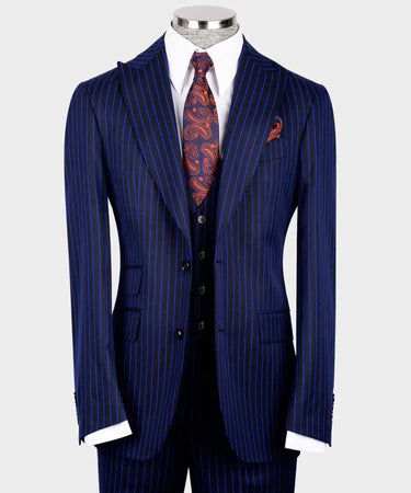 Valerio Milano 3-Piece Italian Men's Suit Front Two Buttons Pointed Collar Triple Classic Suit Straight Leg Trousers