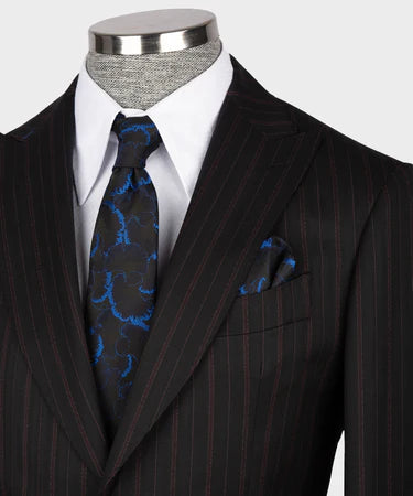 Valerio Milano 3-Piece Italian Men's Suit 100% Wool Pointed Collar Triple Classic Suit Straight Leg Trousers