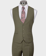 Valerio Milano 3-Piece Italian Men's Suit Dark Green 100% Wool Front Two Buttons Triple Classic Suit