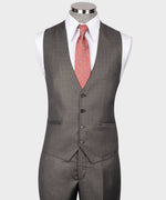 Valerio Milano 3-Piece Italian Men's Suit Gray 100% Wool Dot Seam Triple Classic Suit W/ Straight Leg Trousers