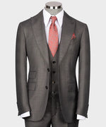 Valerio Milano 3-Piece Italian Men's Suit Gray 100% Wool Dot Seam Triple Classic Suit W/ Straight Leg Trousers