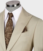 Valerio Milano 3-Piece Italian Men's Suit Cream Point Stitching Triple Classic Suit Straight Leg Trouser