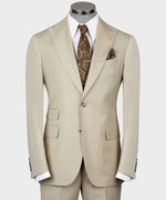 Valerio Milano 3-Piece Italian Men's Suit Cream Point Stitching Triple Classic Suit Straight Leg Trouser