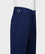 Valerio Milano 3-Piece Italian Men's Suit Blue 100% Wool Pointed Collar Triple Classic Suit W/ Straight Leg Trouser