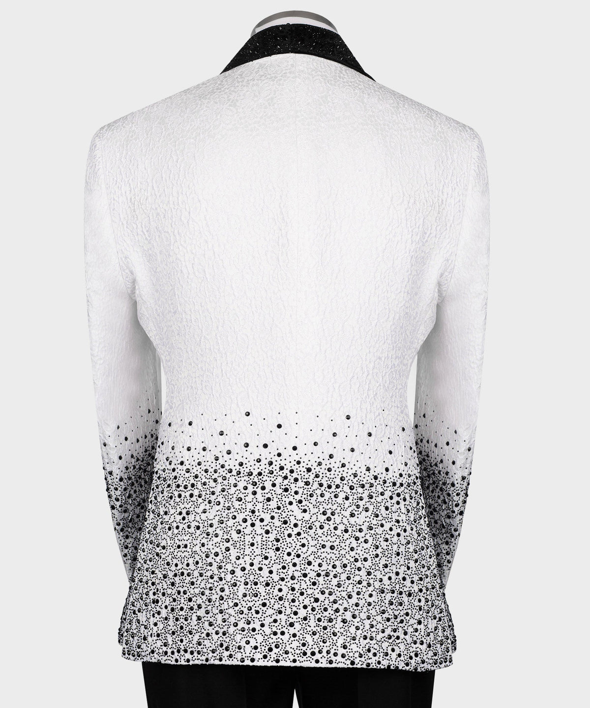 Valerio Milano Men's White Tuxedo With Black Stone Embroidered Custom Desing Vest Suit