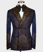 Valerio Milano Men's Blue100% Silk Satin Custom Desing Classic Vest Suit W/ Pant