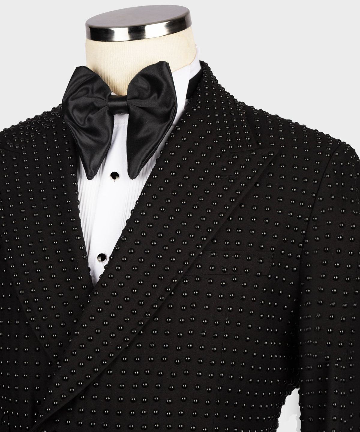 Valerio MilanoMen's Black Stone Embroidered Tuxedo Custom Desing Vest Suit