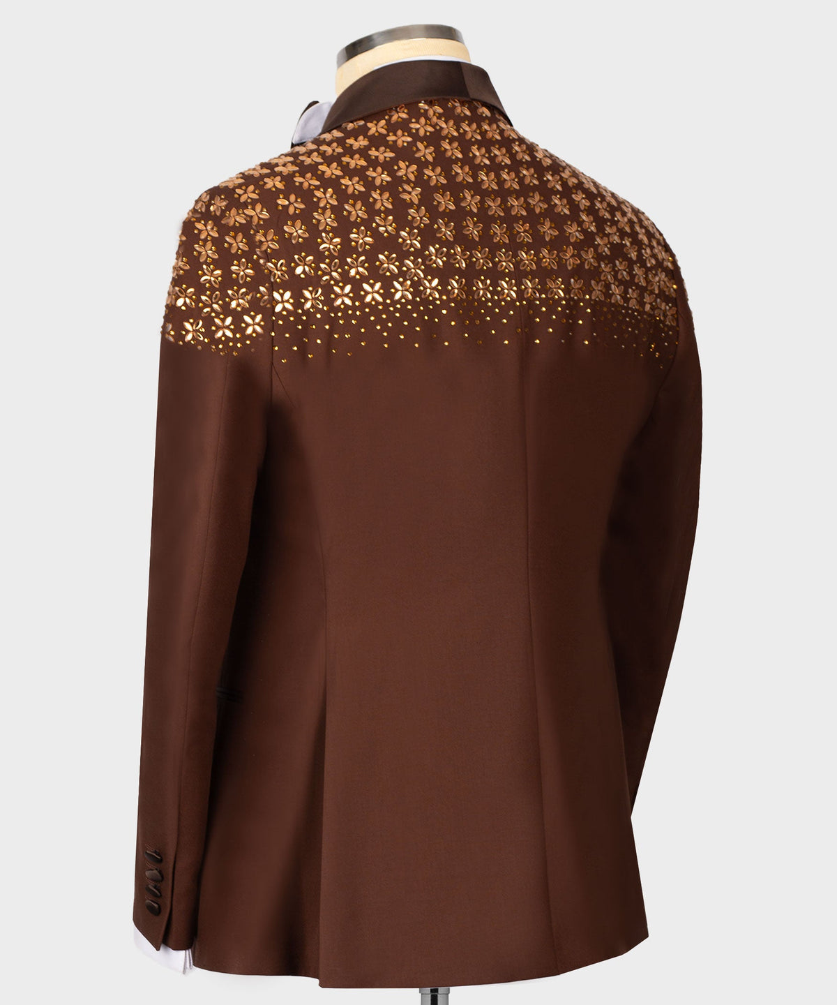 Valerio Milano Men's Special Brown Tuxedo With Stone Custom Desing Vest Suit